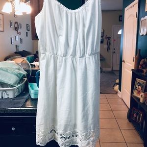 White summer dress with lace bottom